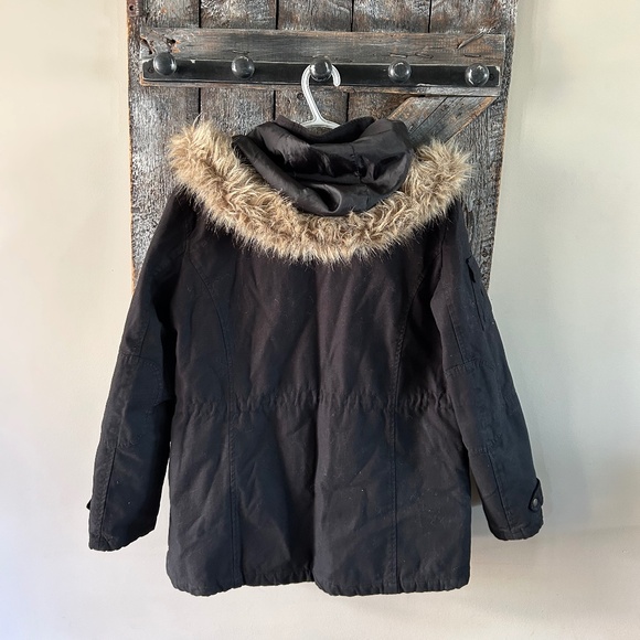 Women's Levi's Lined Full Zipper Jacket w/Fur Trimmed Hood Black - Picture 2 of 3